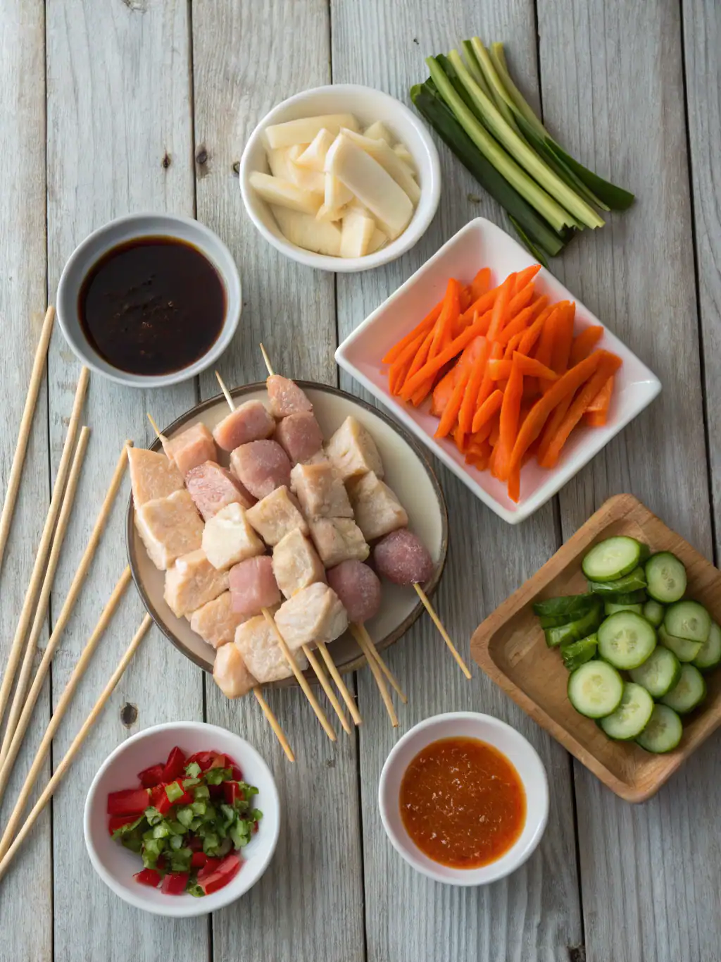 Ingredients for Bang Bang Chicken Skewers