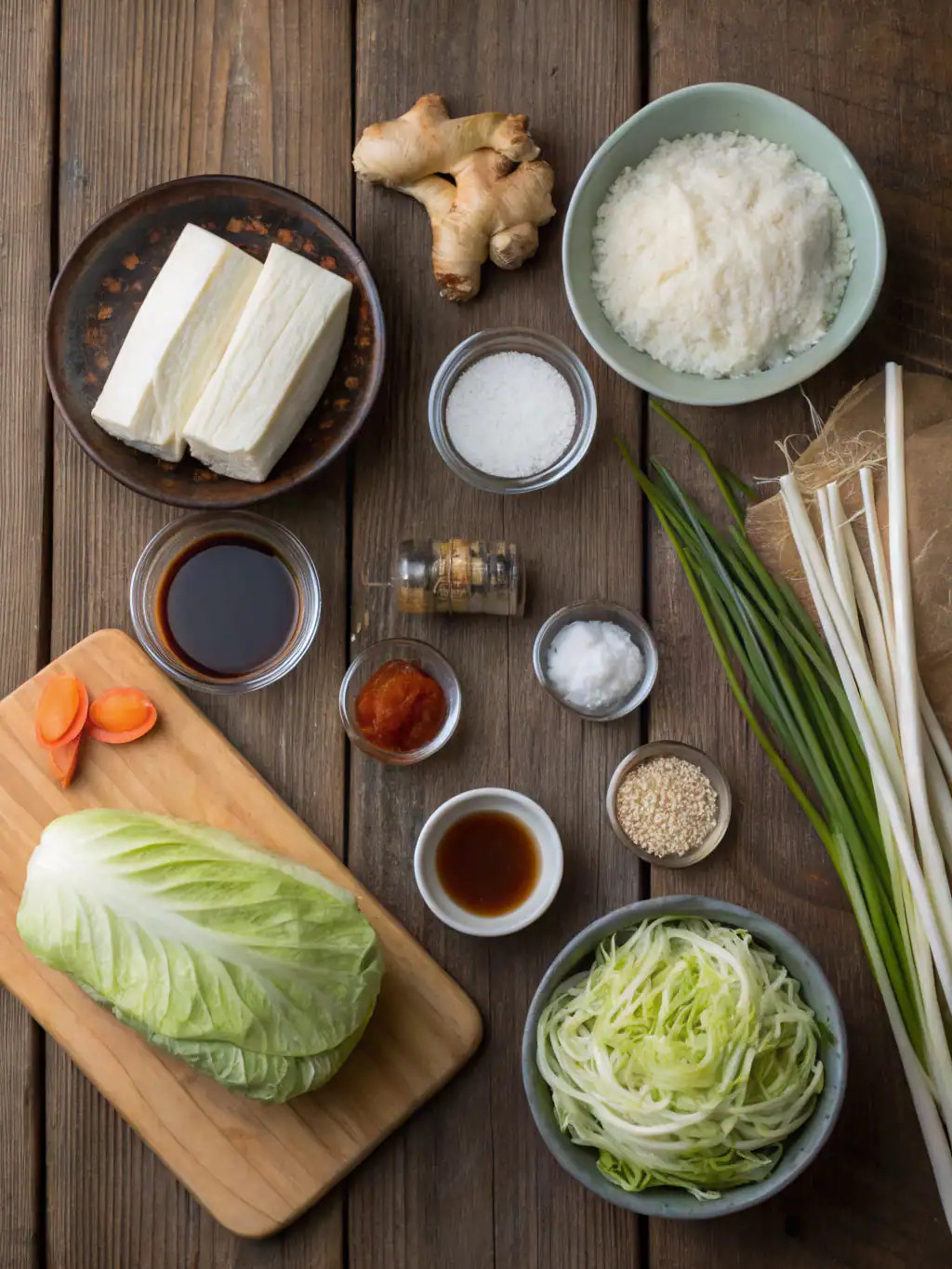 Ingredients for Pan-Fried Cabbage and Noodle Buns