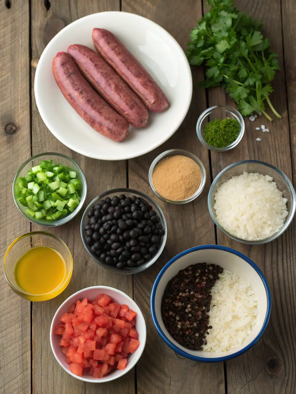 Ingredients for Black Beans and Rice with Sausage
