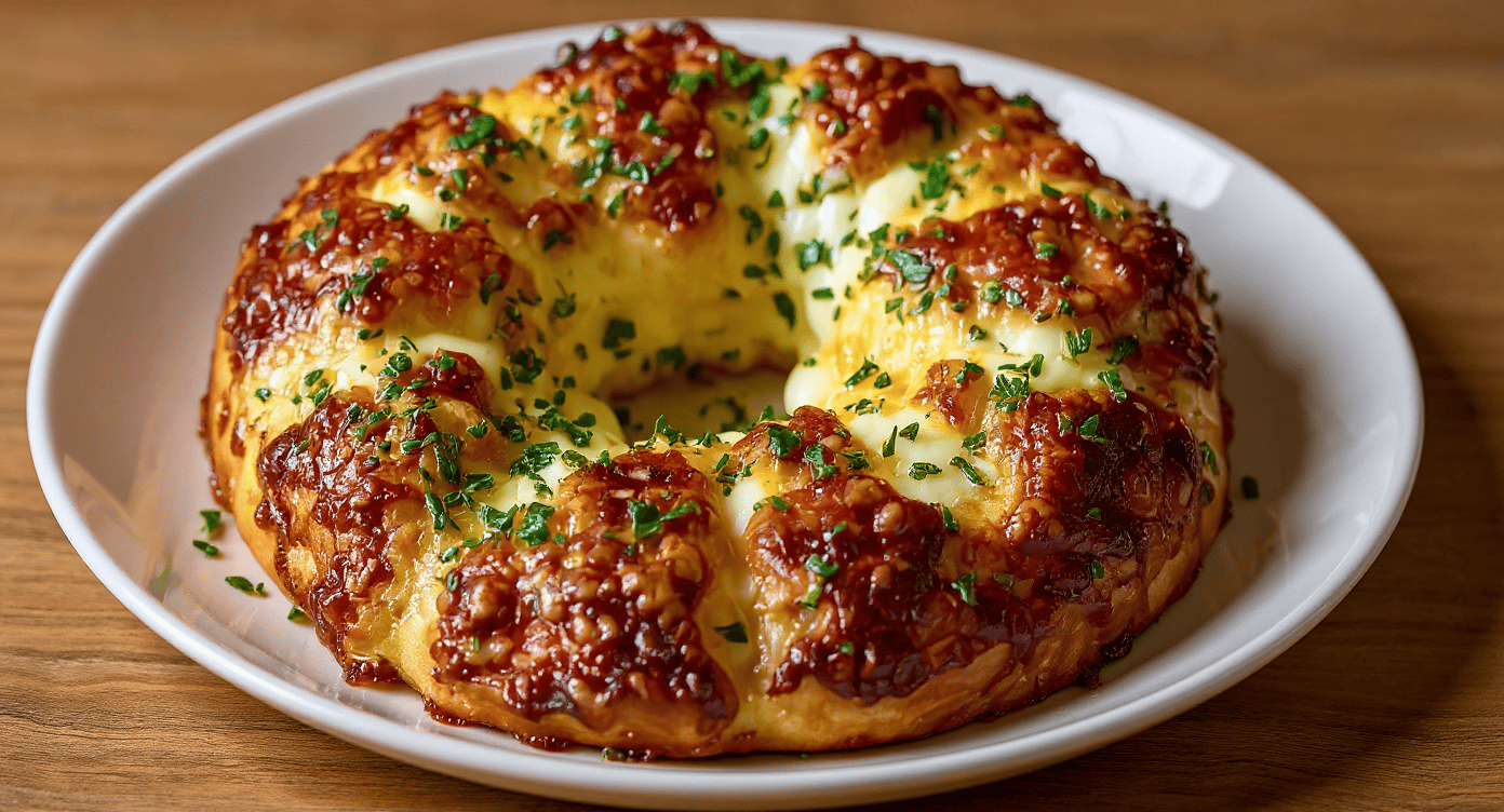 Creamy potato gratin with cheese and herbs on a white plate, ready to serve, showcasing delicious baked comfort food with a golden crust and melted cheese topping.