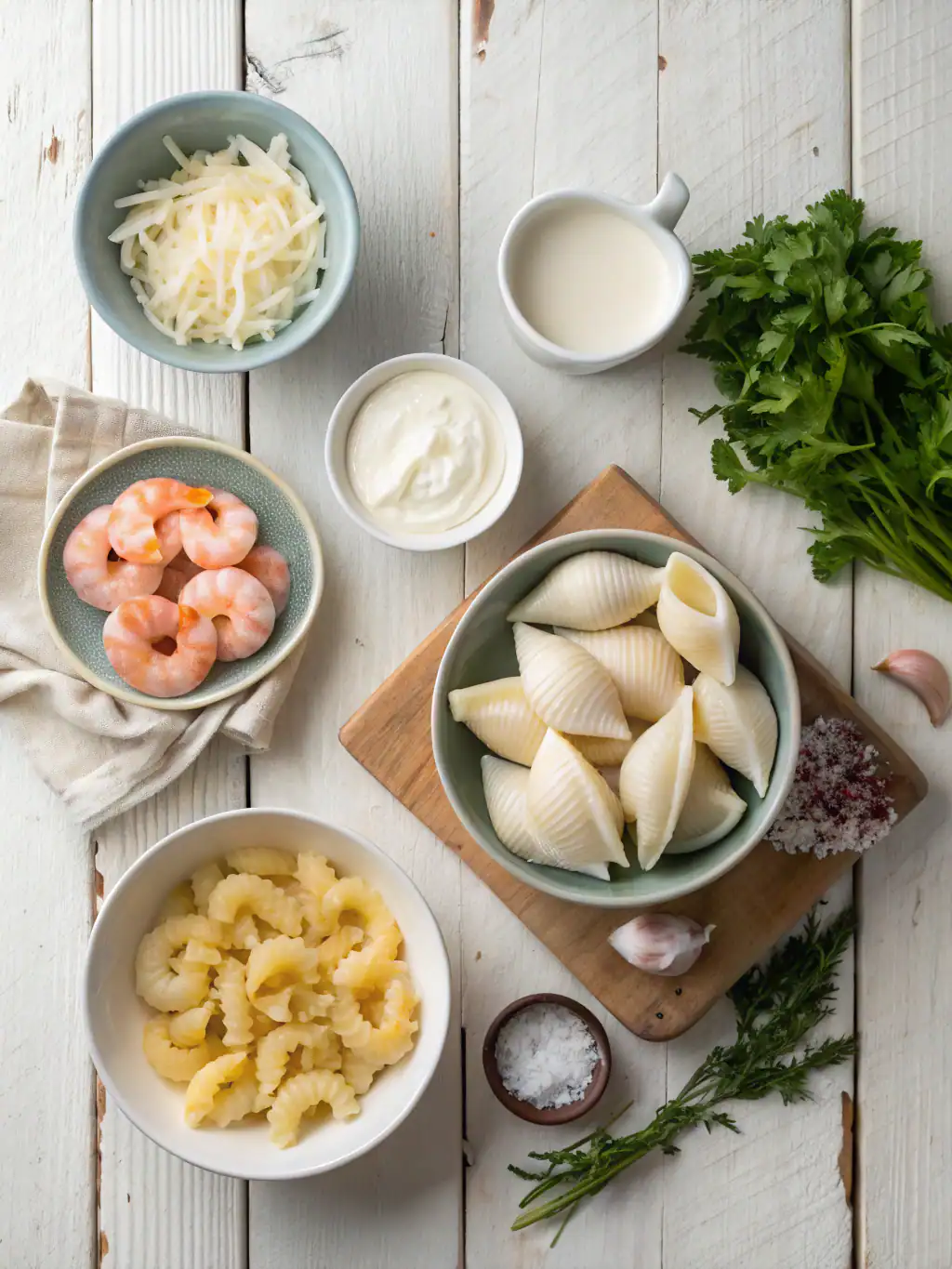 Ingredients for Creamy Seafood Stuffed Shells