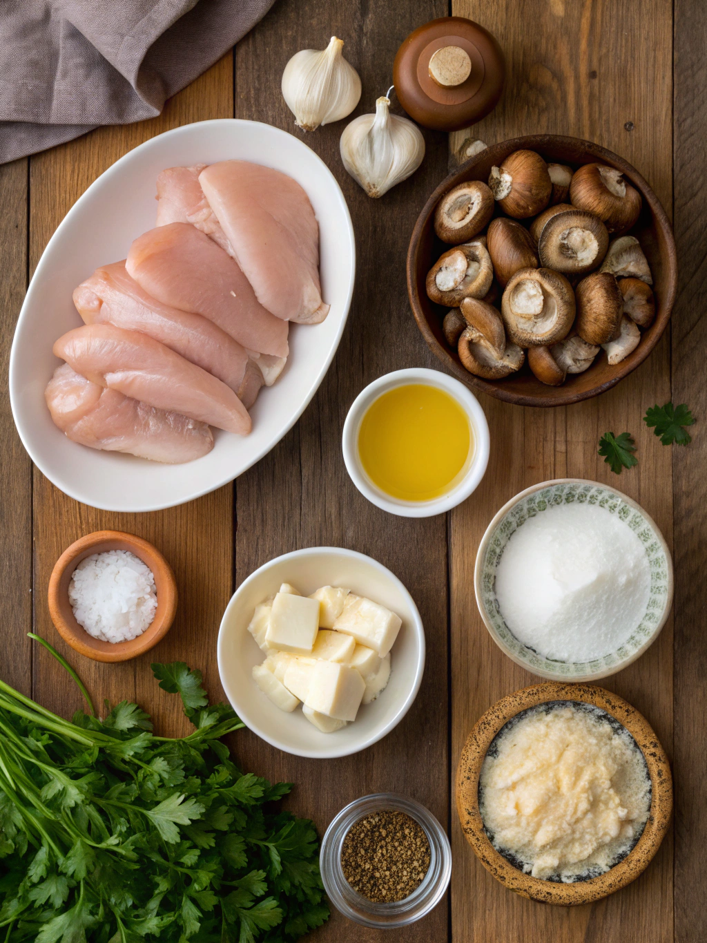Ingredients for Easy Chicken Stroganoff – Creamy, Savory & Ready in 30 Minutes! 🍄🍗