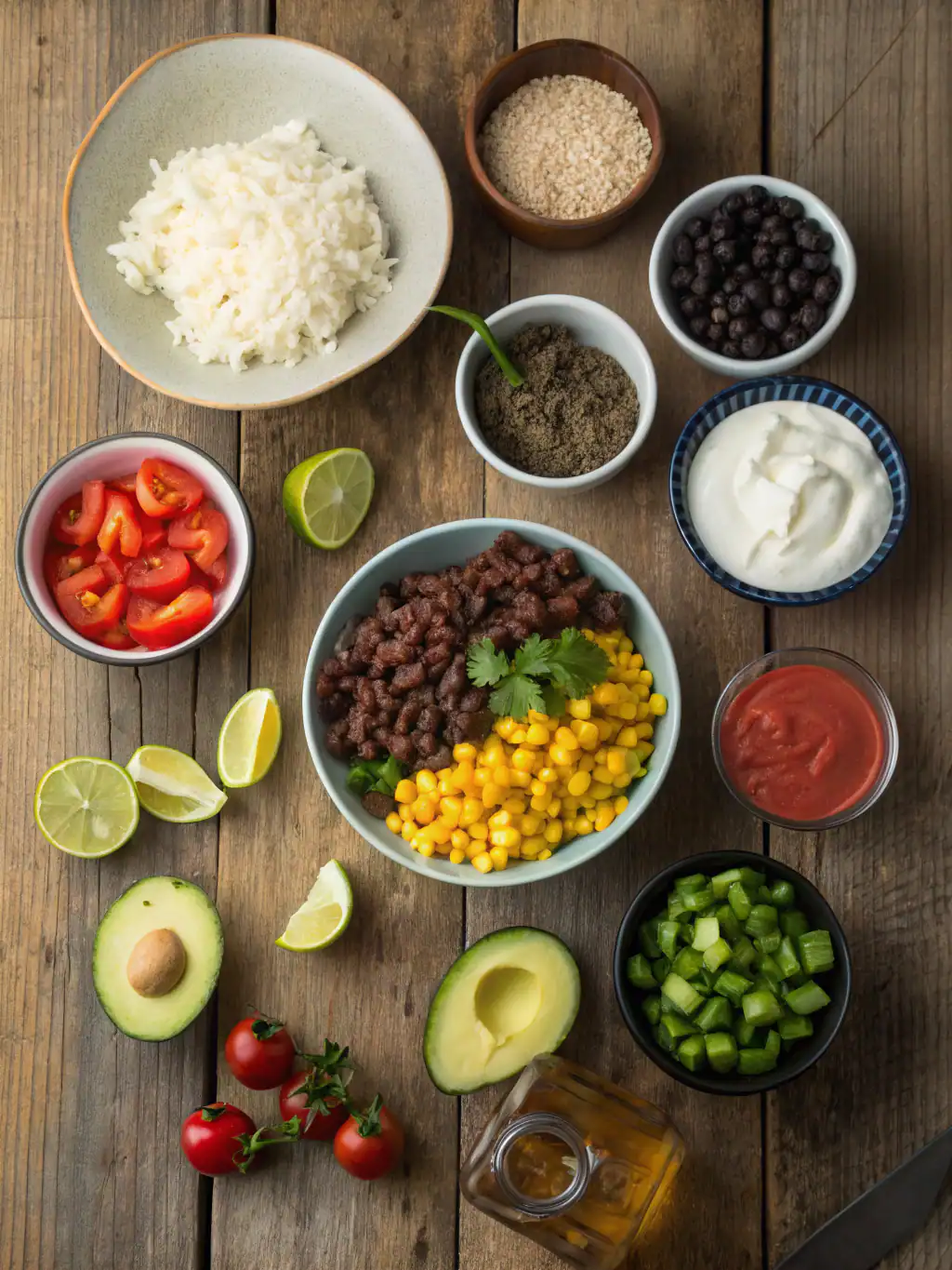 Ingredients for Easy Taco Rice Bowl – Quick and Healthy Dinner Idea