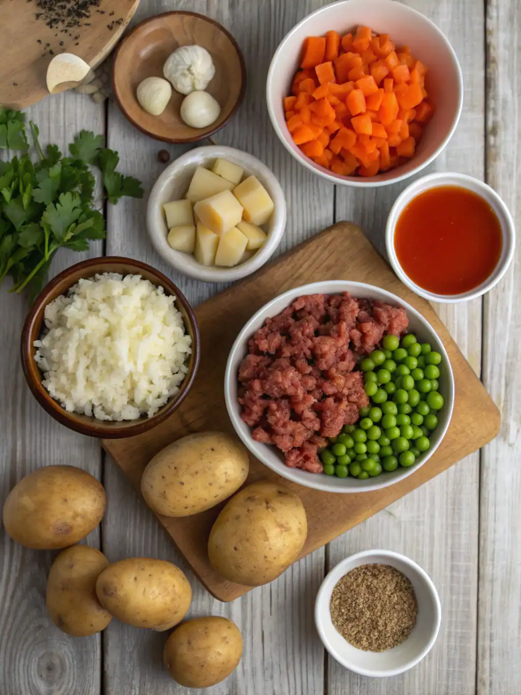 Ingredients for Hobo Casserole with Ground Beef & Potatoes – Quick & Delicious! - Fitandhealthier