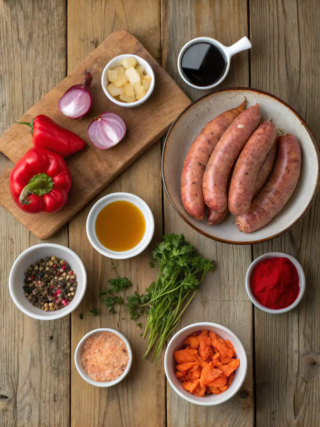 Ingredients for Honey Garlic Sausage Sweet Potatoes