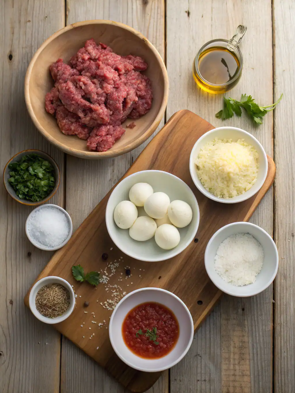 Ingredients for Stuffed Meatballs with Mozzarella Cheese - Easy & Delicious Dinner Recipe!