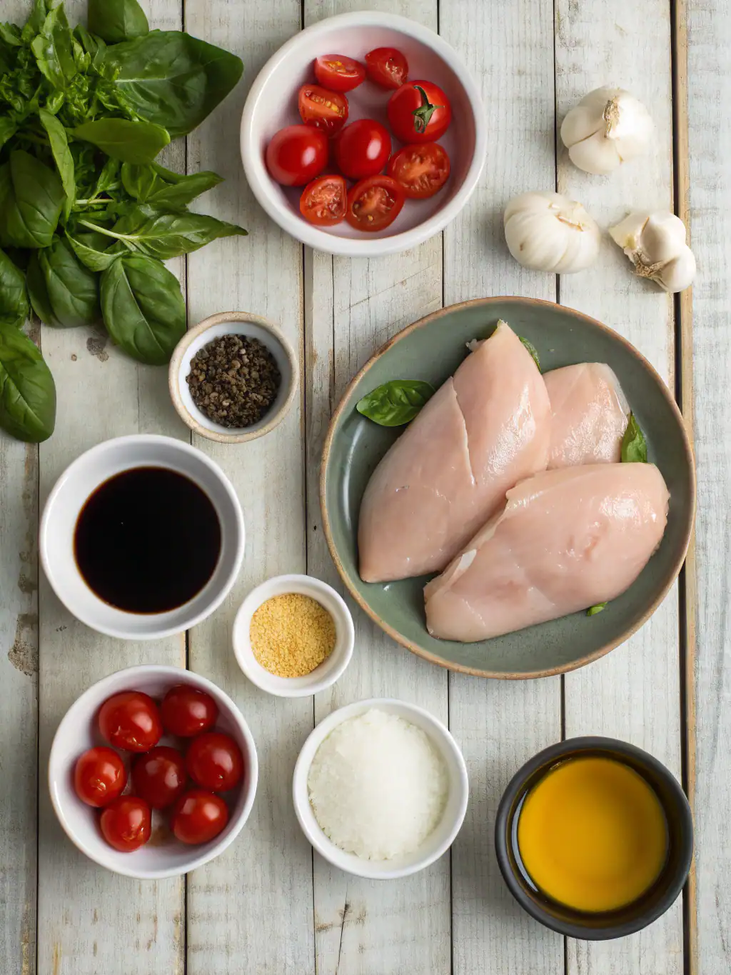 Succulent raw chicken breasts with fresh herbs and vegetables for delicious recipes.