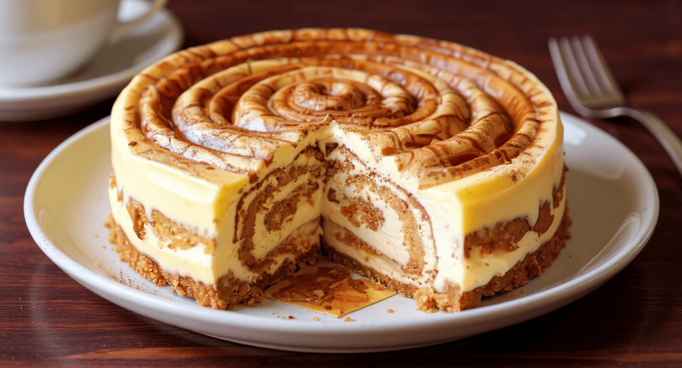 Creamy cheesecake with caramel swirl topping on a white plate, with a slice removed. Perfect for desserts and sweet recipes, featuring rich flavors and smooth texture. Ideal for special occasions and celebrations.