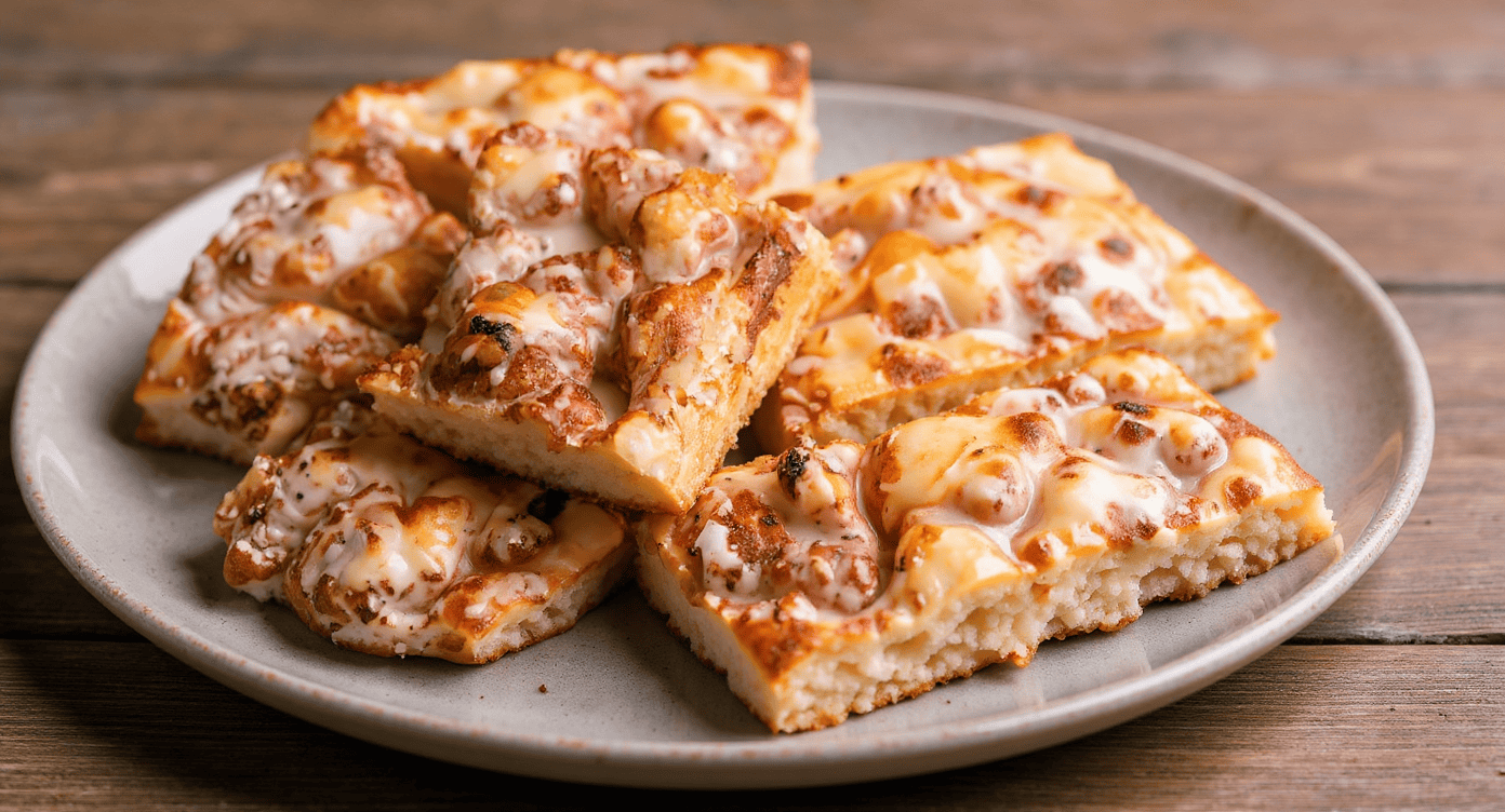 Cheesy pepperoni pizza slices on a white plate, crispy crust, melted cheese, and savory toppings. Perfect comfort food for pizza lovers, ideal for sharing or solo indulgence.