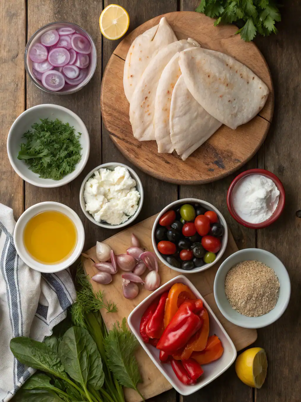 Ingredients for easy sheet pan chicken pitas