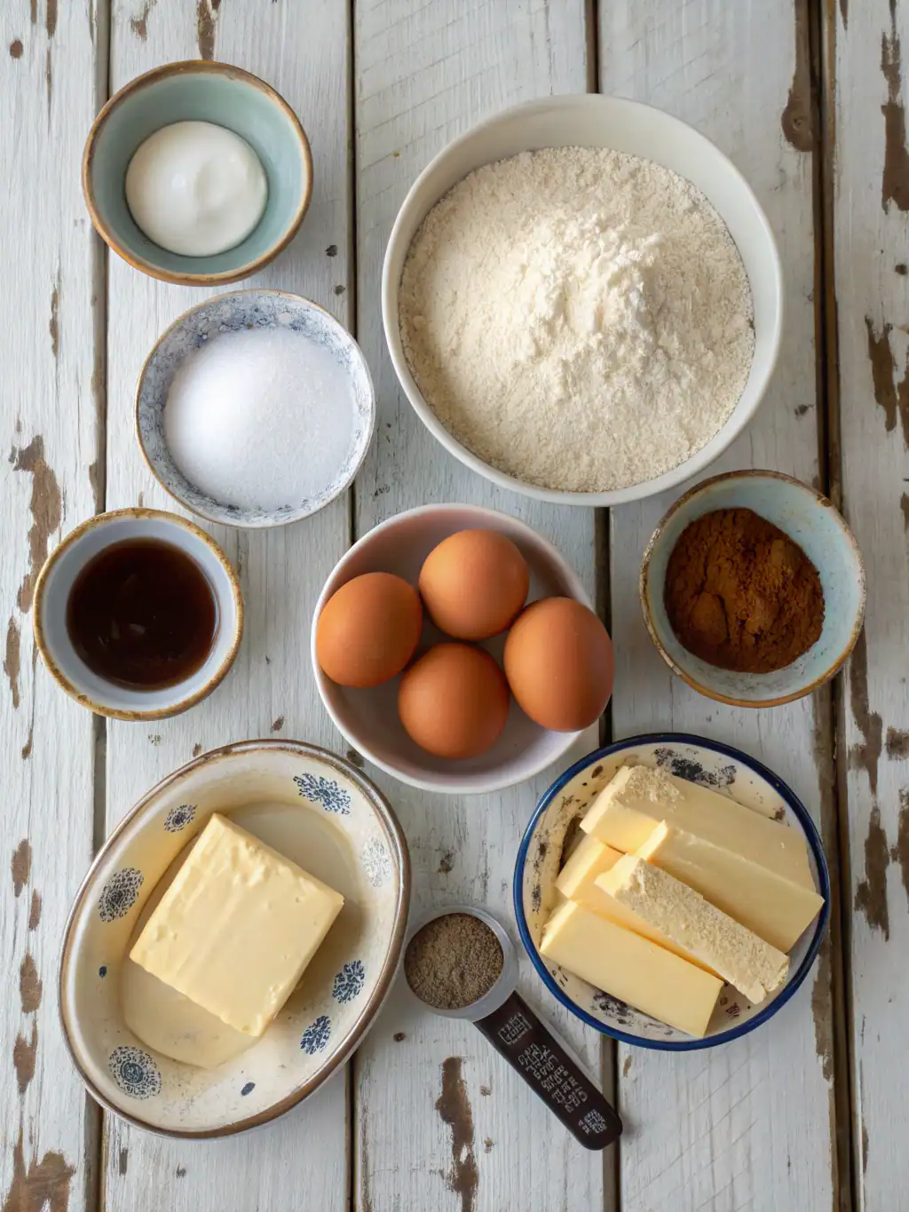 Ingredients for gooey coffee caramel cake