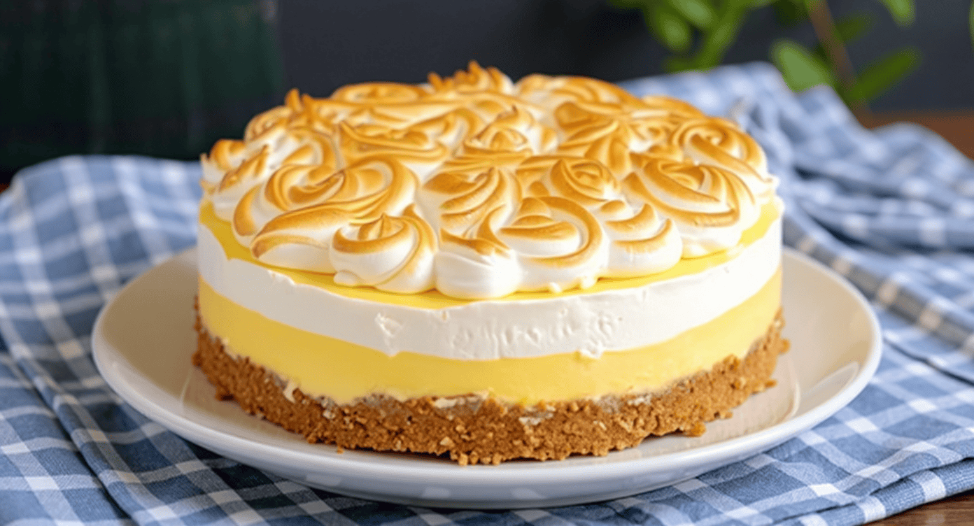 Creamy lemon meringue cheesecake with toasted marshmallow topping, perfect for desserts and gatherings. Delicious, easy-to-make recipe from Recipestang.
