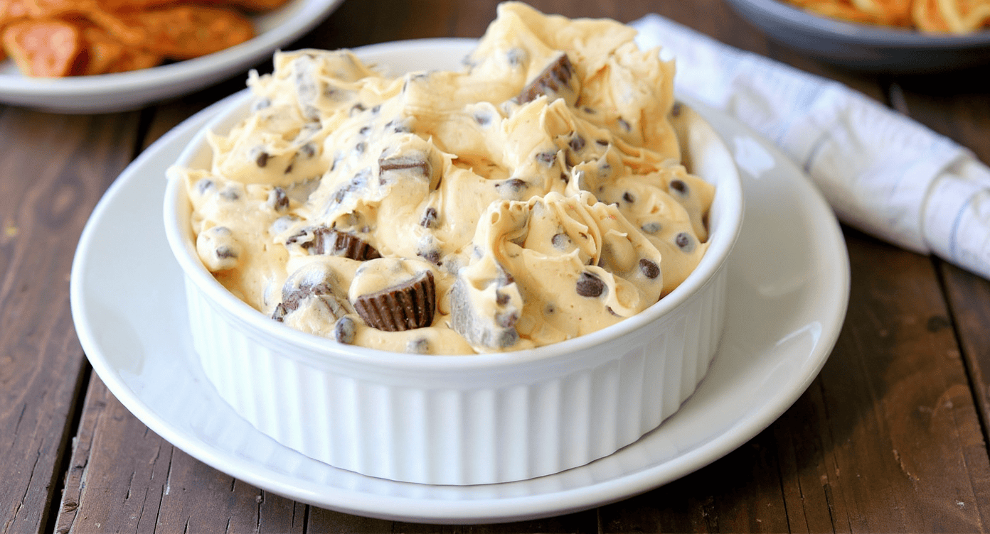 Creamy chocolate chip and Oreo cookie dessert in a white ramekin, perfect for sweet treats and dessert recipes.