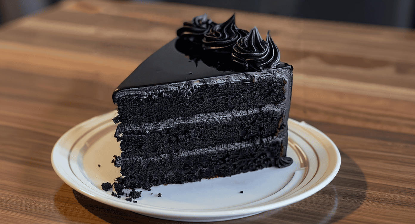 Decadent black velvet chocolate cake with rich frosting, perfect for special occasions and celebrations. Delicious layered dessert that offers a smooth, shiny finish and luscious texture.