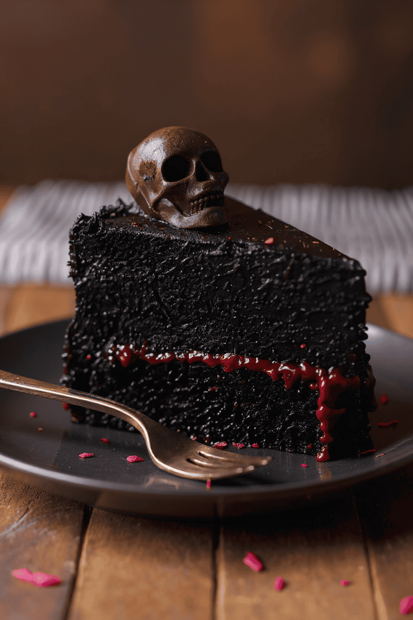 Black Velvet Halloween Cake – Spooky & Sweet