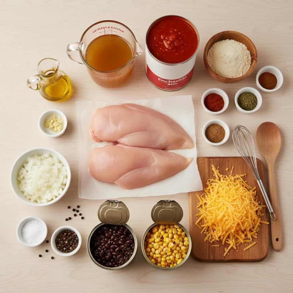 ingredients for Southwest Chili's Chicken Enchilada Soup