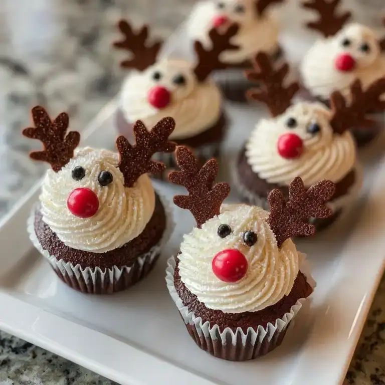 Adorable Reindeer Cupcakes Holiday Treat
