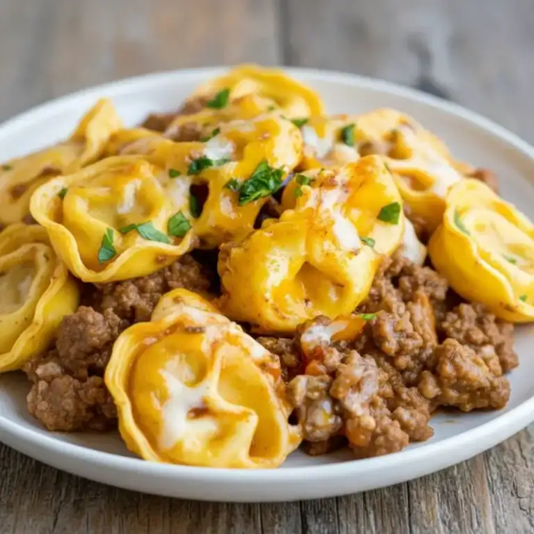 Cheesy Beef Enchilada Tortellini Skillet