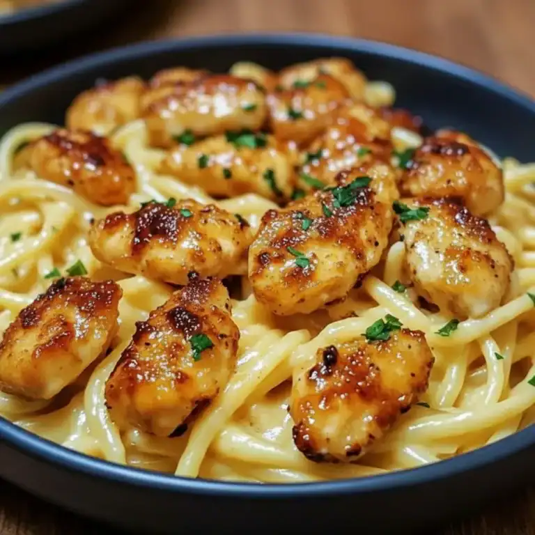 Garlic Butter Chicken Bites with Parmesan Pasta
