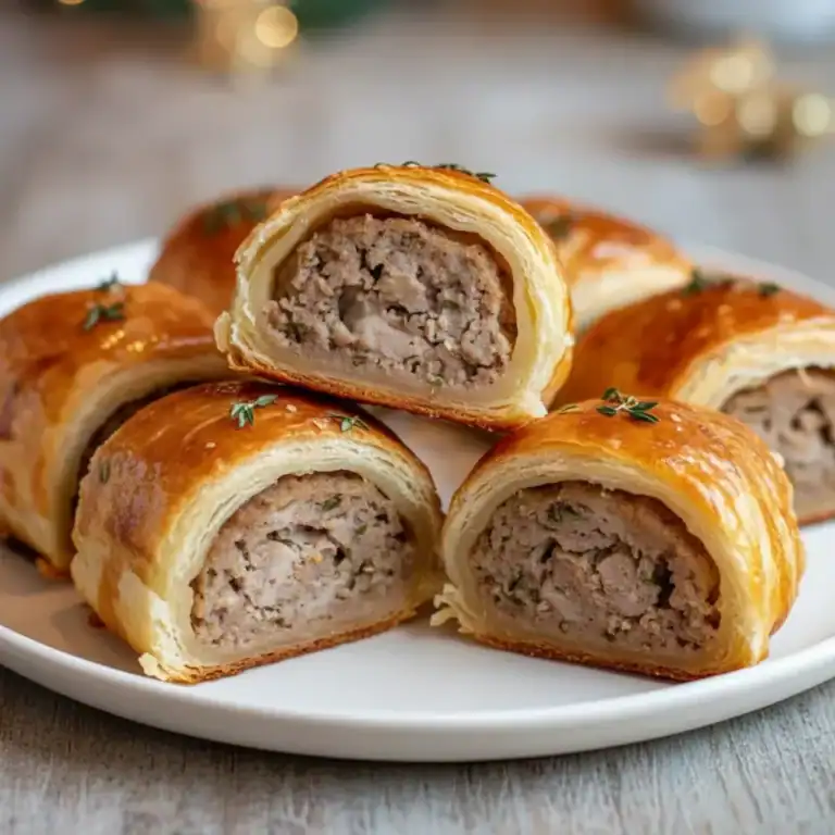 Golden Christmas Sausage Rolls Snack