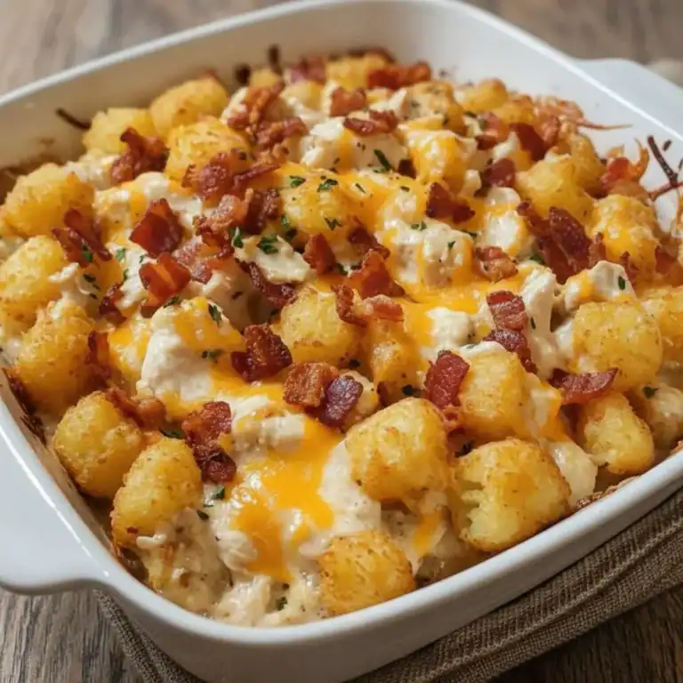Irresistible Chicken Bacon Ranch Tater Tot Casserole
