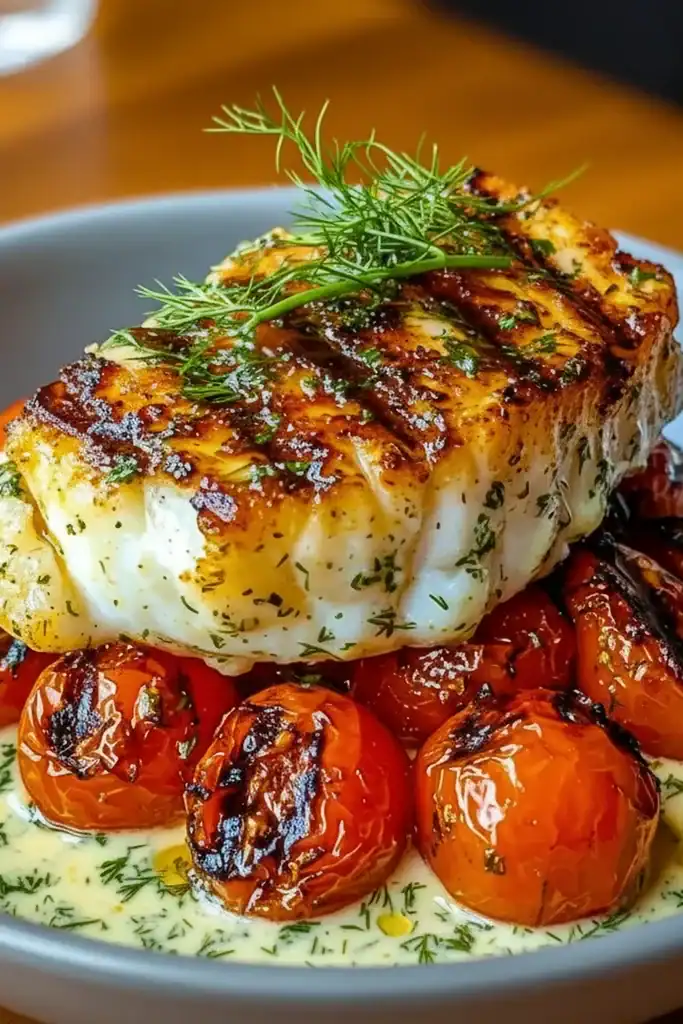 Grilled Cod Roasted Tomatoes