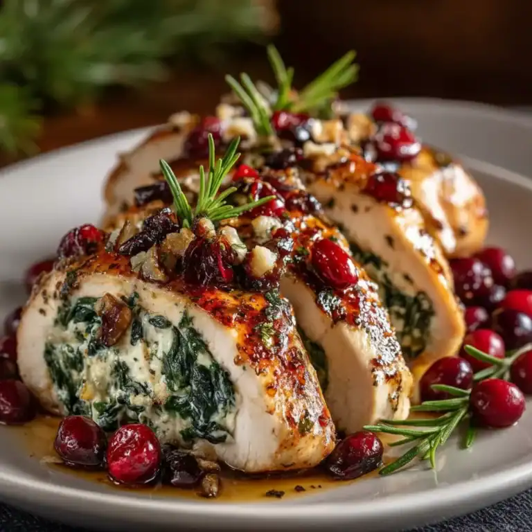 Spinach Cranberry Stuffed Chicken Breasts
