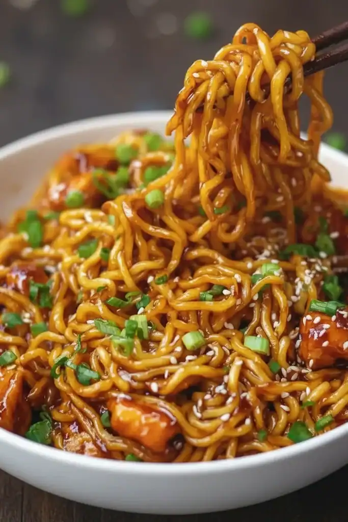 Sticky Garlic Chicken Noodles