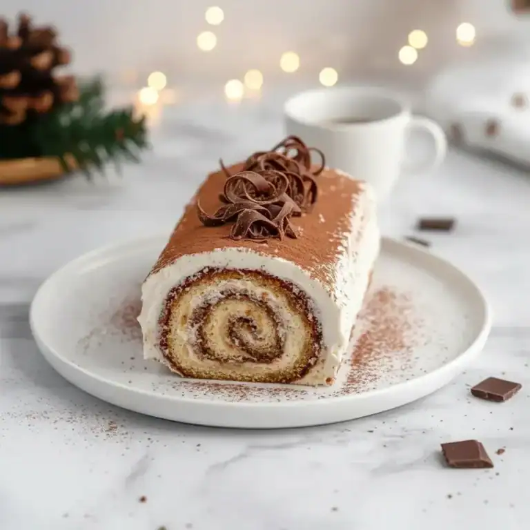 Tiramisu Yule Log Cake Holiday Dessert