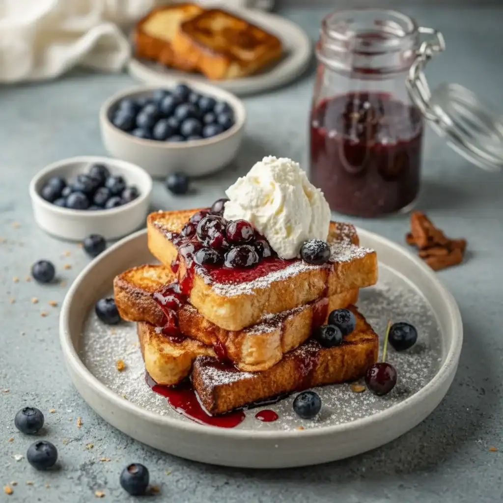 French Toast with Blueberries Brioche