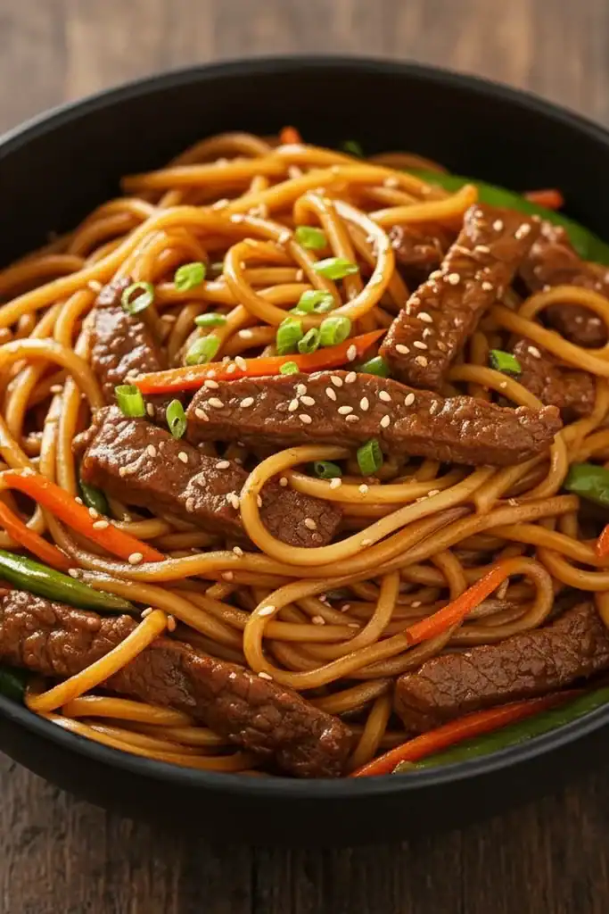 Homemade Beef Lo Mein Noodles