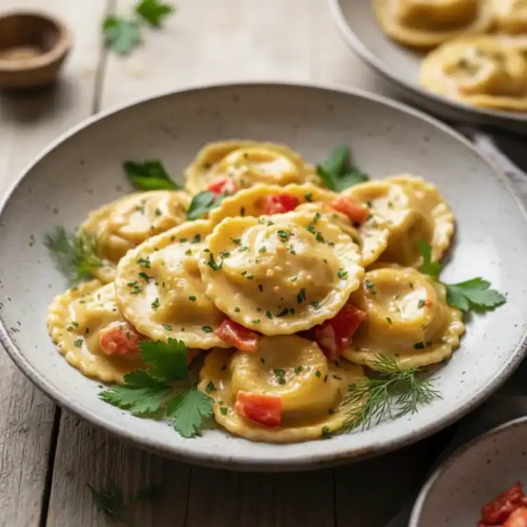 Lobster Ravioli in Garlic Butter Sauce