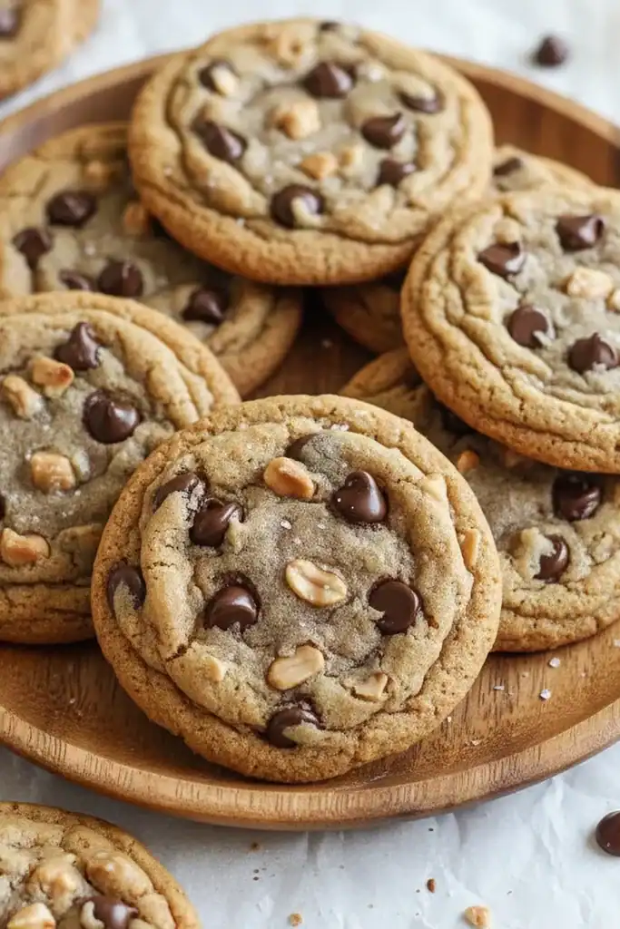 Delicious homemade chocolate chip cookies with nuts, perfect for snacking or dessert. Freshly baked and crispy on the edges, soft in the center, ideal for all cookie lovers.
