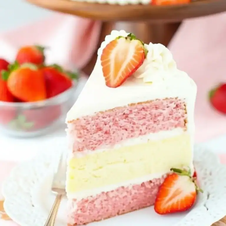Strawberry Cake Slice Fruity Dessert