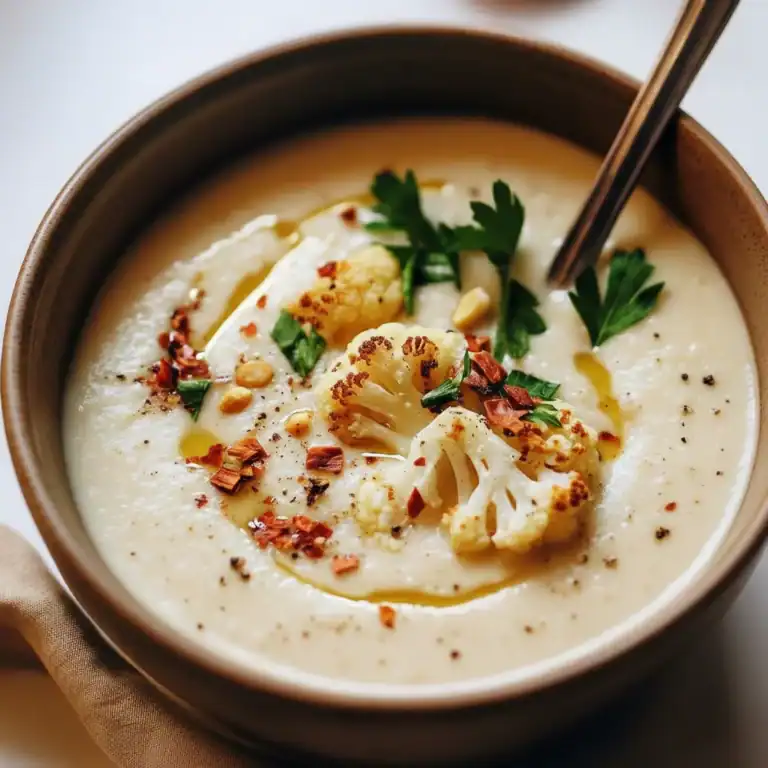 Creamy Roasted Cauliflower Soup Recipe Bowl