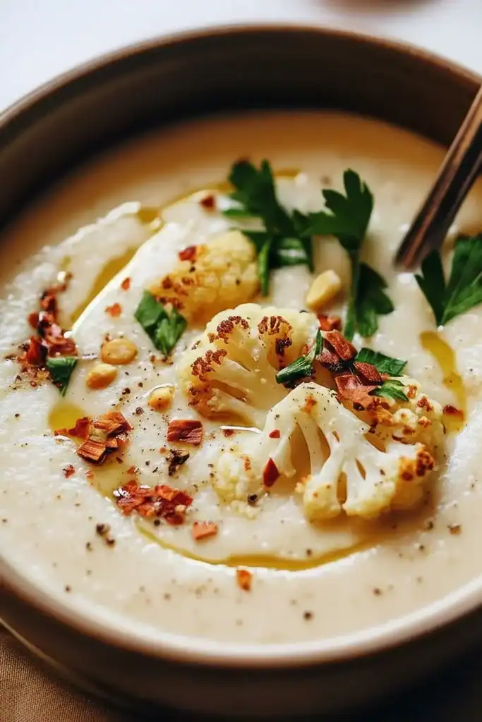 Creamy Roasted Cauliflower Soup Recipe