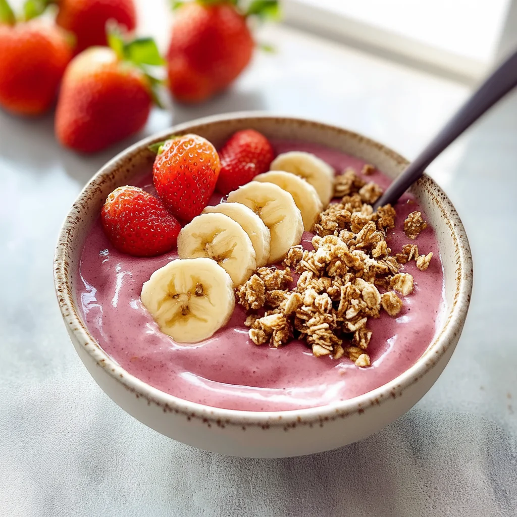 Creamy Strawberry Banana Smoothie Bowl for Breakfast