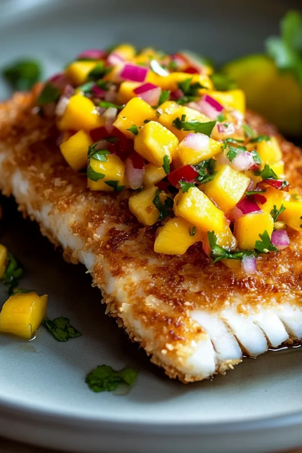 Crispy Coconut Crusted Fish with Fresh Mango Salsa