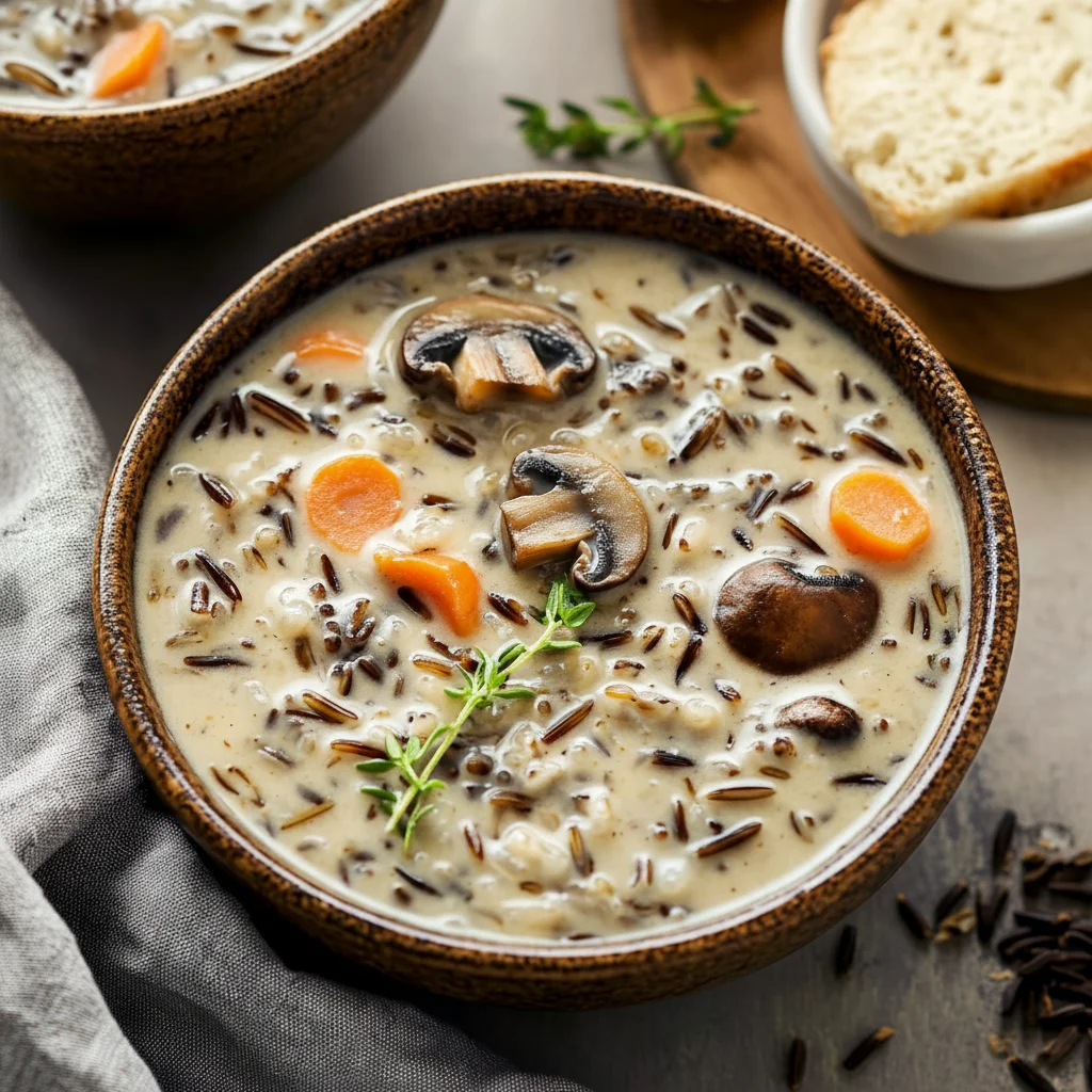 Earthy Creamy Wild Rice and Mushroom Soup