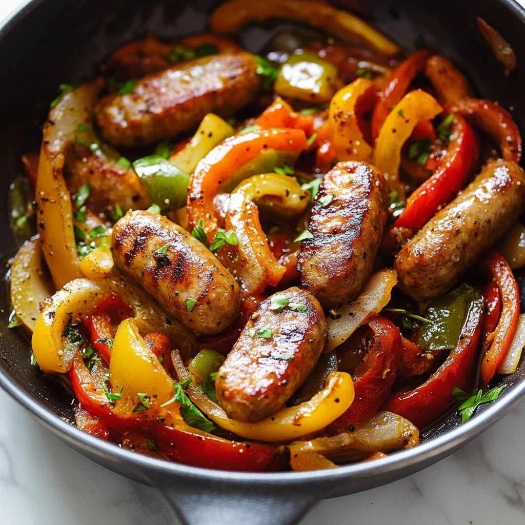 Sizzling Sausage and Peppers in a Hoagie Roll
