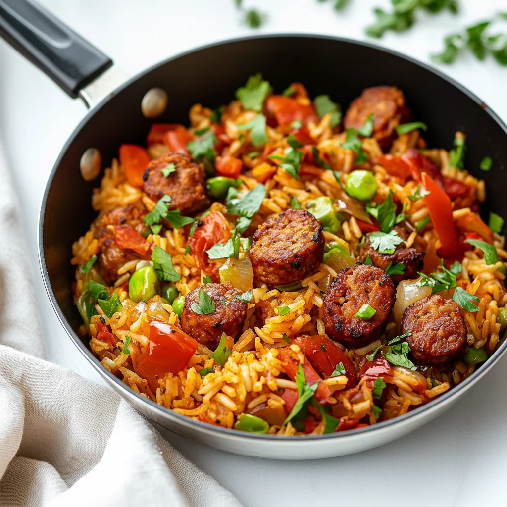 Spicy Cajun Sausage and Rice Skillet Dinner