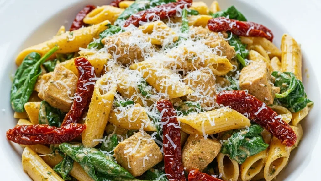 Chicken Pesto Pasta with Sun-Dried Tomatoes