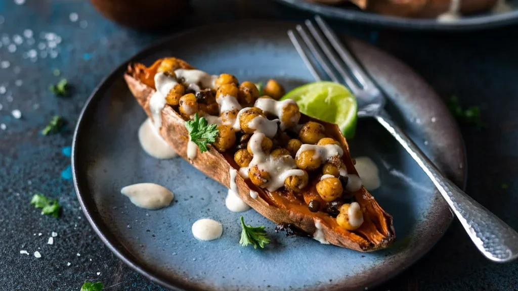 Chickpea & Sweet Potato Moroccan Bake