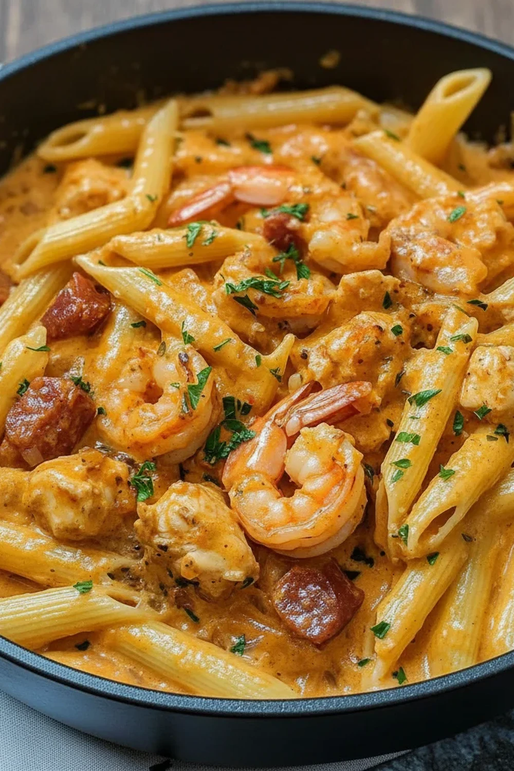 Creamy Cajun Shrimp And Chicken Pasta Feast