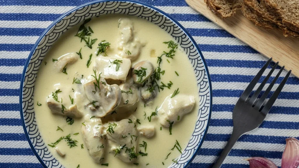 Creamy Mushroom & Thyme Soup with Chicken