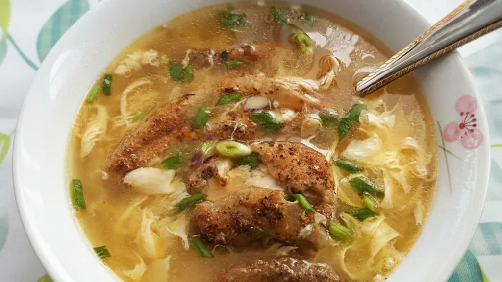 Egg Drop Soup with Shredded Chicken