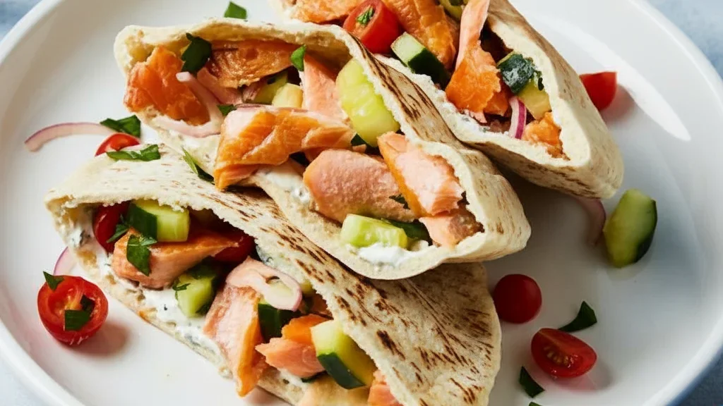 Five-Minute Smoked Salmon Pittas