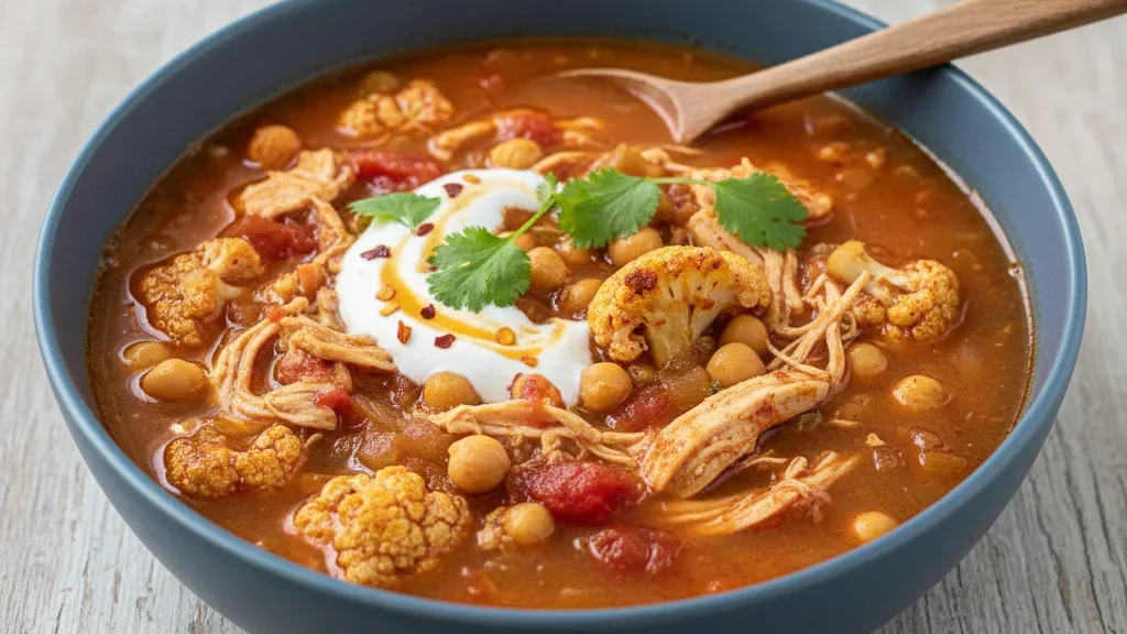 Harissa-spiced Chicken and Cauliflower Soup