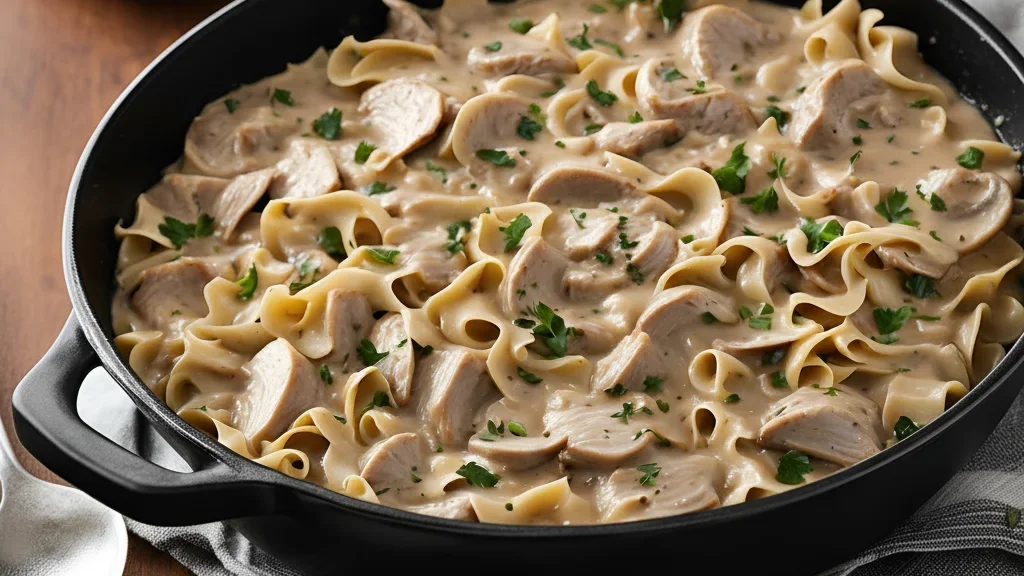 One-Pot Turkey and Mushroom Stroganoff Pasta