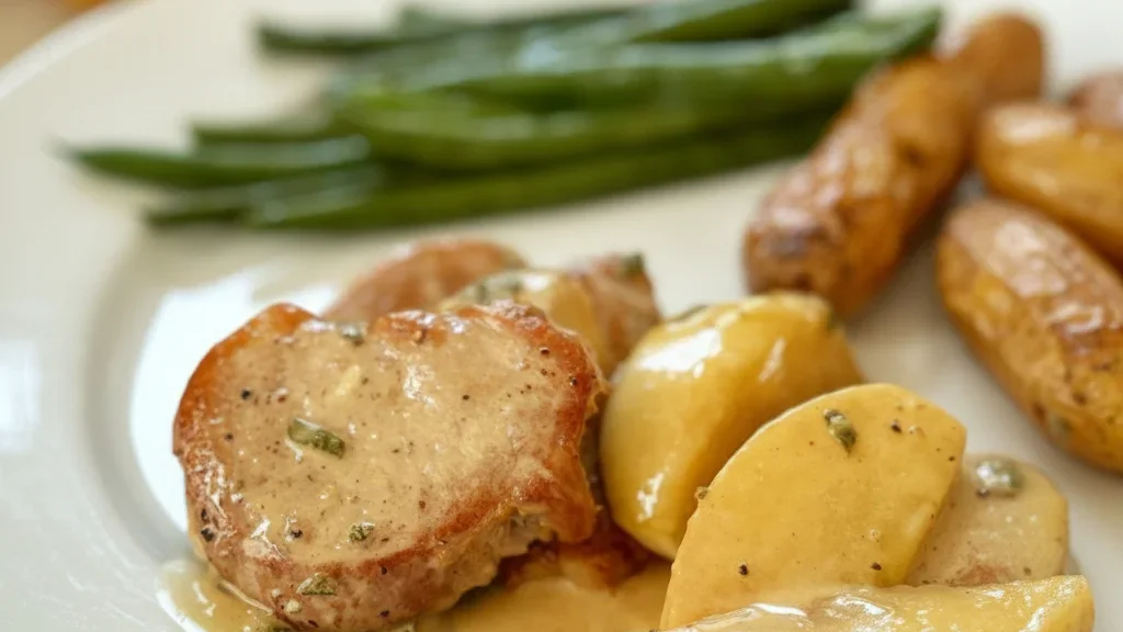 Quick Pork Medallions with Apple & Mustard Sauce